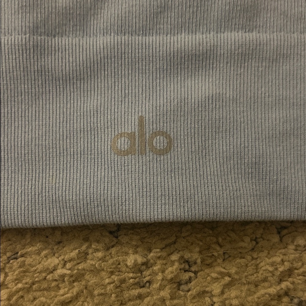 ALO Yoga Light Blue Ribbed Sports Bra - Picture 3 of 3